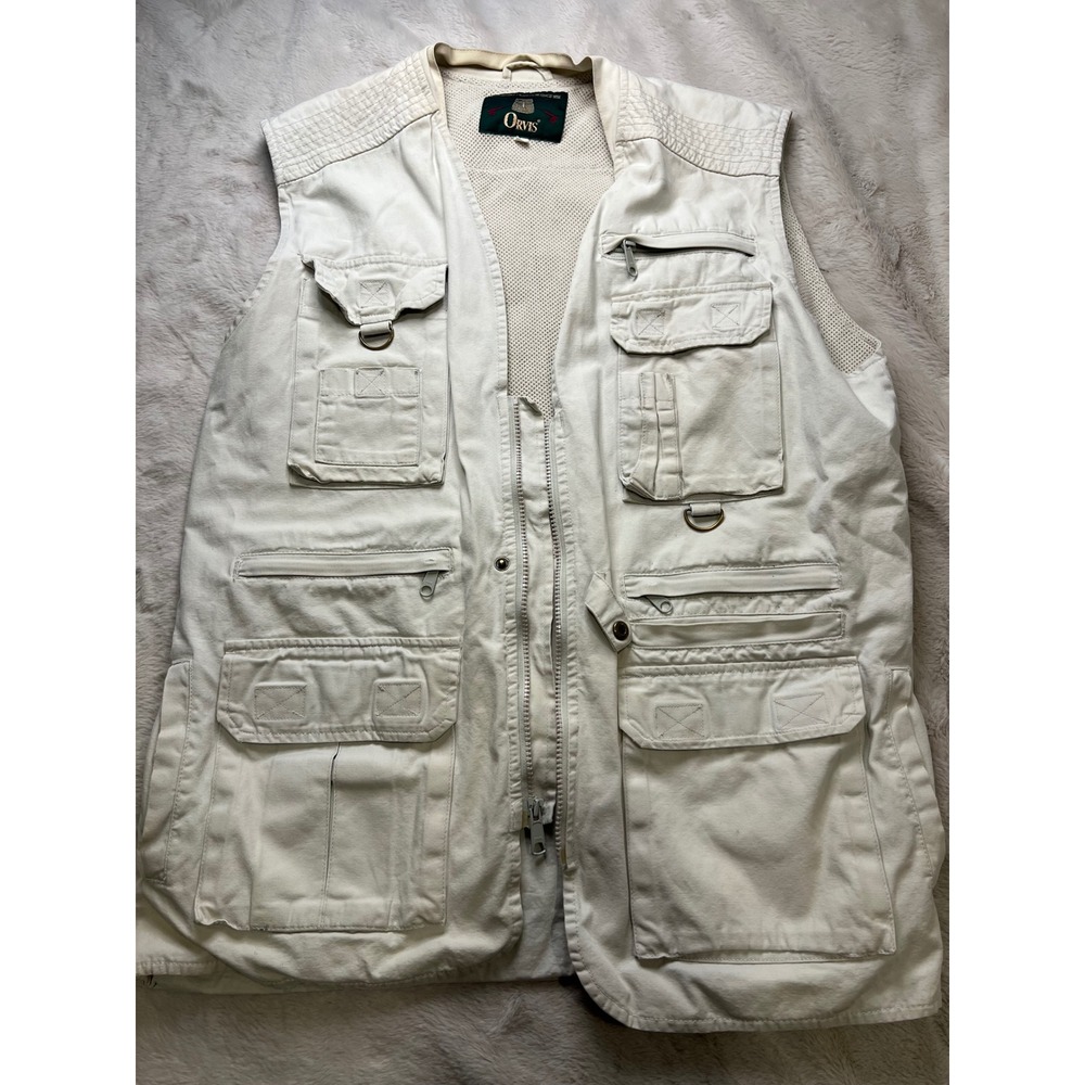 Orvis Fishing Vest Mens Large Utility Multi-Pocket Mesh Lining Zip Front